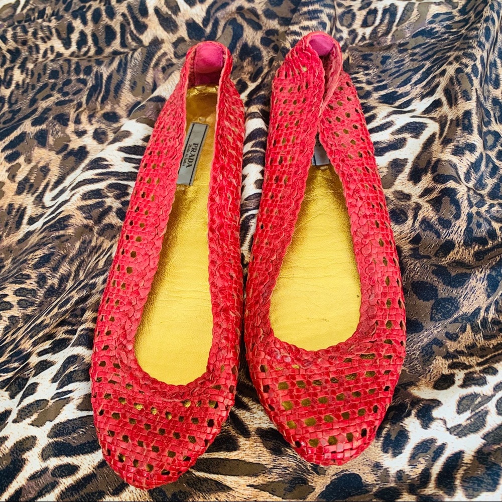 Prada Woven Bella Ballet Flats